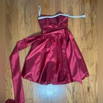 David's Bridal - Trendy Red Strapless Midi Dress Size 8 Photo 5