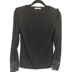 Bailey44  split sleeve black blouse faux leather cuff size XS Photo 0