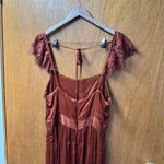 Anthropologie NEW  Lace Mix Jumpsuit Sleeveless Wide Leg Open Back Tie Brown 14 Photo 10