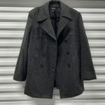 EXPRESS Vintage Y2K  Juniors Wool Peacoat Size 11/12 Gray Double Breast Academia Photo 0