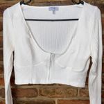 Tobi  White Long Sleeve Lift My Spirits Hook & eye Crop Top Women's Size Large Photo 2