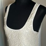 EXPRESS  Dressy Women’s Ivory Translucent Sequin Long Tank Top Photo 4