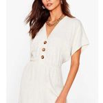 Nasty Gal Linen Button Up Wide Leg Jumpsuit Photo 2