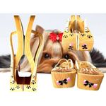 Woodies Yorkie Sandals Size 6 Heels Paw Print Throngs Long Hair Dog Pet READ Tan Photo 5