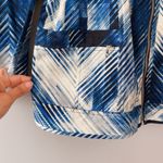 Erin London Women's Blue White Printed Zip-Up Jacket Size Large Petite PL Photo 2