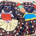 Vintage Caribbean Hand Woven Large Straw Grass Raffia Shoulder Bag Floral People Photo 1