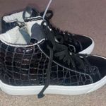 P448 NWOT Black Fantasy Glitter Croc Embossed High-Top Gym Shoe Sneaker Photo 2