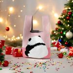 Chic Canvas Panda Pink‎ Casual Knit Style Satchel Wrist Strap Bag Versatile Pink Photo 1