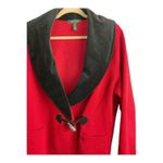 Ralph Lauren XL Red Cotton Black Velvet Knit Designer Womens Jacket Blazer Photo 3