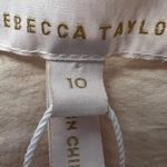 Rebecca Taylor Dress Womens 10 Biege Tulip Wrap Marzipan Combo Midi V Neck Photo 3