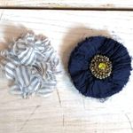 Anthropologie  Set of 2 EUC Women's Boho Hair Clip/Broach/Pin Navy and Gray Photo 0