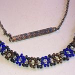 Lot of 2 Seed Bead Silver Tone Boho Ankle Bracelets Blue Photo 1