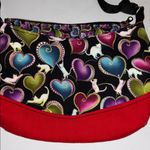 CAT A TUDE MULTI COLOR AND VIBRANT RED FABRIC POCKETBOOK BLACK WITH WHITE CATS Photo 1