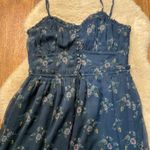 Patrons of Peace  Maxi Dress Size Large Navy Blue Floral Spaghetti Strap Flowy Photo 3
