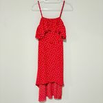 AQUA  Polka Dot Ruffle flounce Hi Low Dress red white size large Photo 2