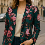 Anthropologie Cartonnier Floral Print Blazer Size 6 Green Photo 0