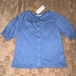 Boden USA NWT New Boden Womens Blue Slub Cotton Tencel Modal Bonnie Blouse Relaxed Top 6 Photo 11
