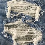 American Eagle Ripped Destroyed Mid Rise Crochet lace pockets midi jeans women 6 Photo 3