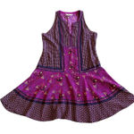 Rebecca Taylor 100% Silk Floral Print Dress Purple Fit N Flare Size 4 Women's Photo 0