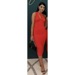 House Of CB  Valentina Asymmetric Cutout One-Shoulder Midi Dress Scarlet X-Small Photo 4