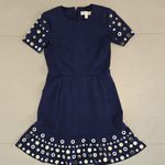 Michael Kors New  Navy Blue Mibi Dress With Metallic Accents Photo 0