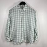 Athleta Lou & Grey Button Down Shirt‎ Gauze Plaid Long Sleeve Relaxed Fit Top Size Large Photo 1