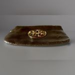 Tory Burch Pebble Leather Wristlet Zip Coin Card Purse Metallic Gold Rare 7”x5” Photo 7