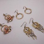 Dress Up Lot Of 3 Costume Earrings Pierced Dangle Drop  Gold Tone Photo 0