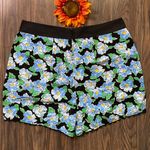 Unique Vintage NWOT Blue Retro Floral Scalloped High Waisted Shorts MEDIUM Photo 3