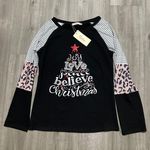 Black, Cheetah Print, And Stripes Pattern Christmas Sweater Black Photo 0