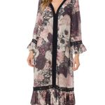 Beulah Dark Floral Maxi Dress Chiffon Size Medium Whimsical Feminine Boho Black Photo 0