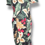 Vintage 90s Liberty House Young Hawaii Black Tropical Dark Floral Maxi Dress Size M Photo 0