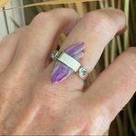 Mexican Laguna Lace & Blue Topaz Solid Sterling Silver Ring Size 9 Purple Photo 2