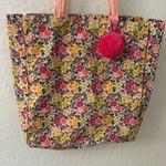 Eccolo Bright Pink Reusable Floral Canvas Tote Yellow Green Purple Photo 1