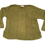 Carraig Donn Aran Knit Cotton Sweater Olive Green Cable Knit Size L Size L Photo 0