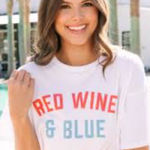 Francesca’s playful patriotic American red, wine blue Fourth of July theme top S Photo 0