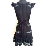 SALONI Pintuck Embroidered Boho Peasant Dress Black Size 0 Photo 2