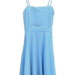 Anthropologie Hutch Molly Blue Motif Cut Out Bow Striped Dress NWT XS Photo 0