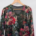 Calessa‎ Forest Fairy Velvet Boho Hippie Shirt Womens Medium Green Floral Print Photo 1