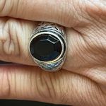 Black obsidian S925 antique silver ring size 9.75 Photo 7