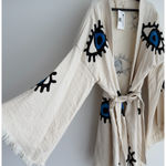 Handmade Evil Eye Kimono One Size 100% Cotton Boho Festival Beachwear Bathrobe Photo 4