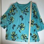 Catherines  Floral Pleated Tunic Top Size 3X Boho Resort Stretch Flowy Feminine Photo 7