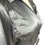 Lulus NWOT  Women's M Painterly Perfection Slate Blue Satin Wrap Mini Dress Party Photo 3