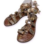 Sam Edelman  Women’s Size 7.5 Tan Graciela Leather Beaded Flat Strappy Sandals Photo 3