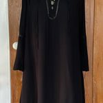 BB Dakota Black Lace-Up Bell Sleeve Swing Dress Sz Mπ Photo 0