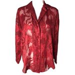 Victoria's Secret Victoria’s Secret Vintage Gold Label Sheer Mesh Floral Button Up Shirt Photo 0