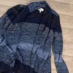 Allison Brittney  color block ombré blue striped cardigan knit sweater large Photo 1