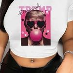 Donald Trump Bubblegum Design Crop Top T Photo 0