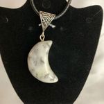 Denderick Opal Moon Necklace. NWOT 18” Long cord with 2” extender. Blue Photo 2