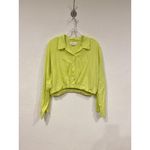 Velvet by Graham & Spencer Shirt Womens Medium Cropped Button Up Blouse Top Yellow Photo 2